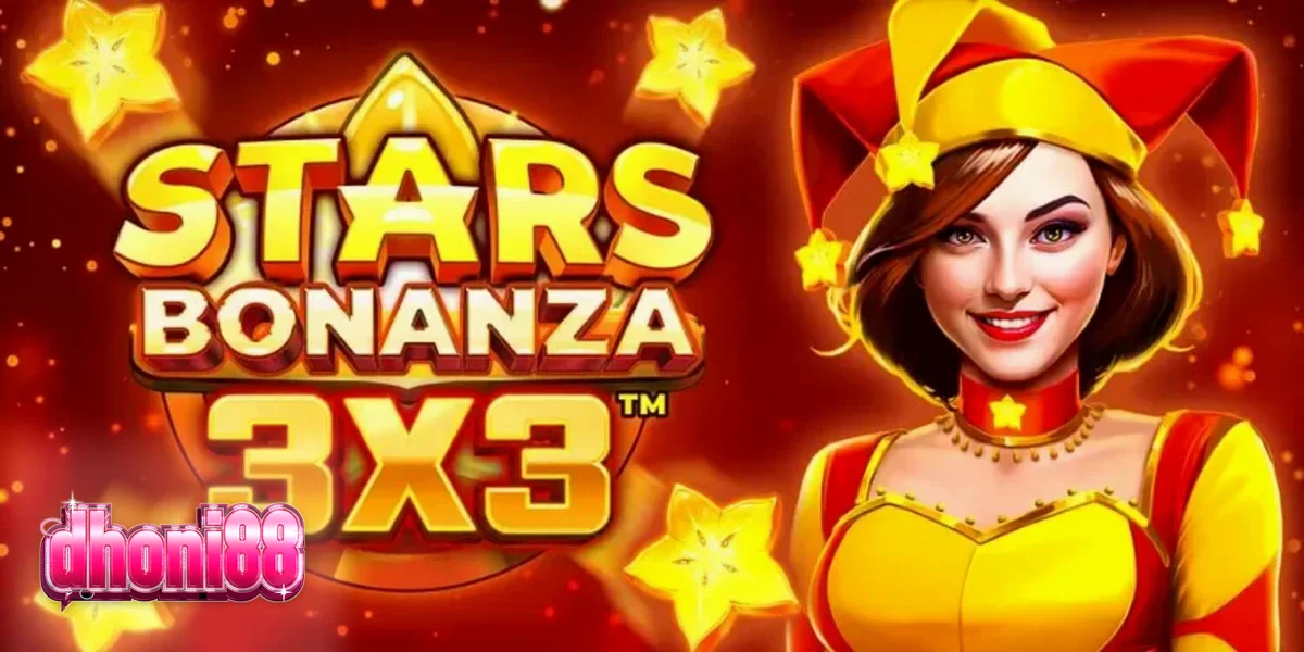Stars Bonanza 3×3 slot game interface featuring a jester and fruit symbols.